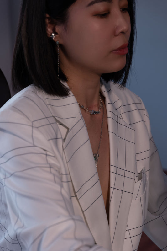 【痕生SCART】Balance Earrings 黑珍珠純銀長耳環
