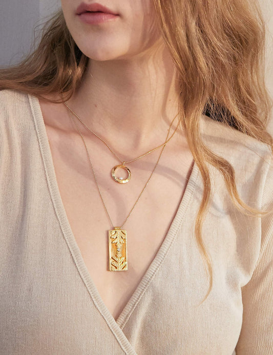 【綻放】18吋小圓畫框項鍊/ 925純銀/黃銅鍍20K金 Petite Aureole Frame Necklace