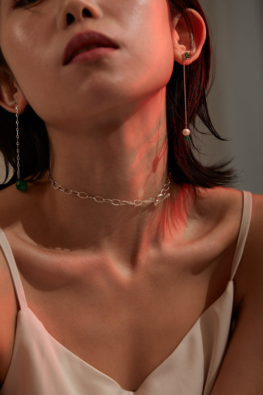 【心驛】Masquerade 假面舞會_不對稱珍珠寶石純銀耳環_Masquerade Earring_925 Silver