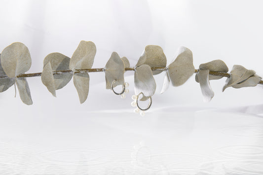 【人魚眼淚】希望的漣漪耳環 /925純銀/3mm珍珠 Rippling Hope Hoops