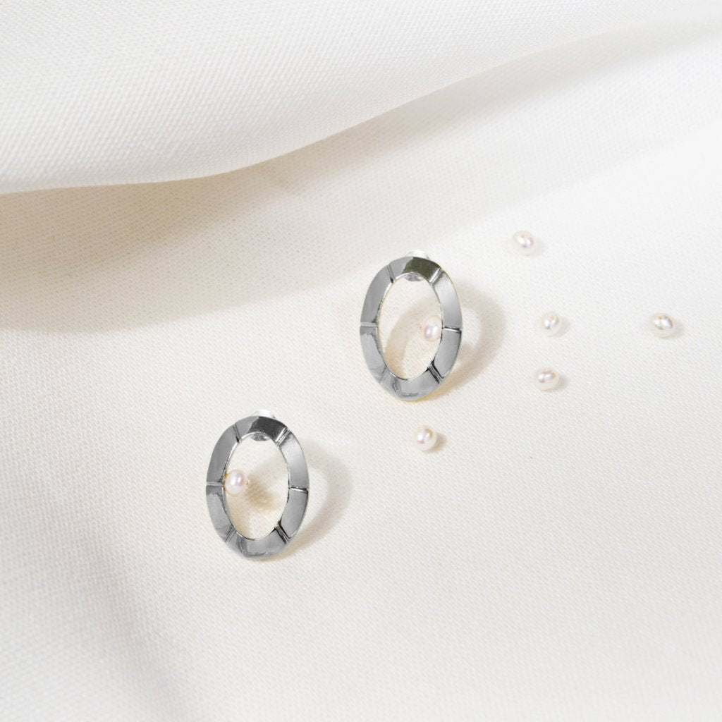【綻放】橢圓形畫框耳環/可選925純銀/黃銅鍍20K金 Classic Ellipse Frame Earrings