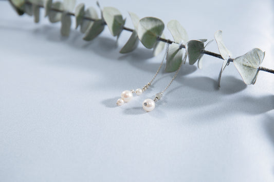 【人魚眼淚】人魚的眼淚耳環/ 3-4mm珍珠/ 可改夾/ 925純銀親膚 Teardrop Threader Earrings
