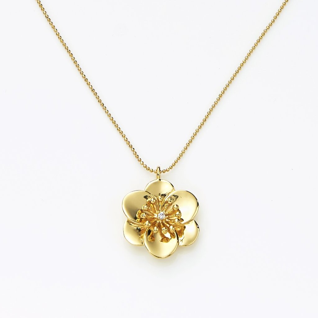 【綻放】一支獨秀-梅花項鍊/925純銀/黃銅鍍20K金 Plum Blossom Pendant