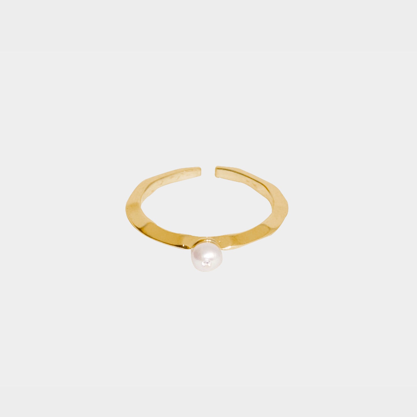 【綻放】框上的珍珠戒指/ 黃銅鍍20金/ 可私訊客製指圍 Pearl on Frame Ring