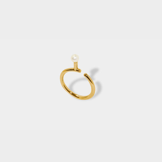 【經典珍珠】3mm珍珠C環開口戒/925純銀/黃銅鍍20K金|3mm Pearl Open Rings