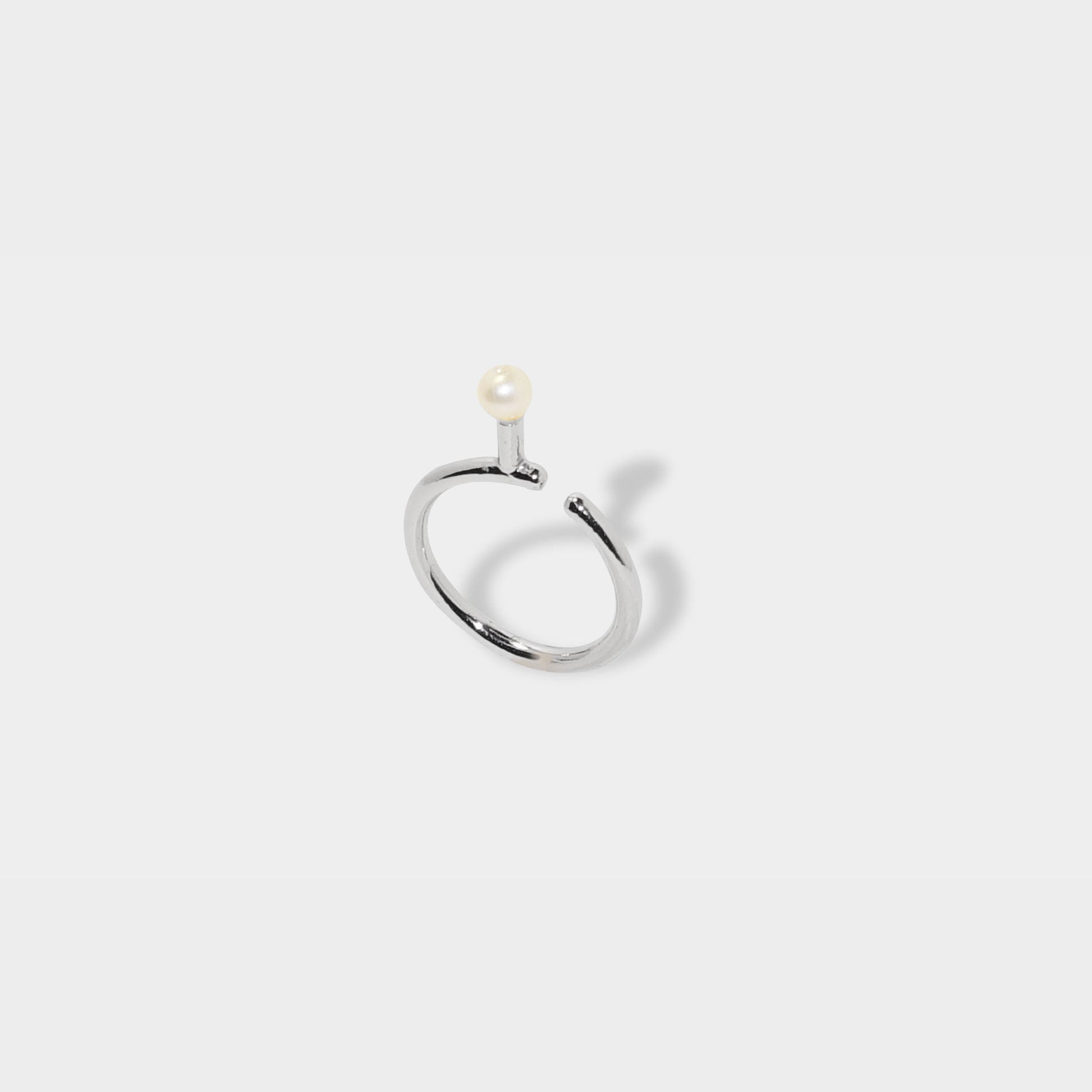 【經典珍珠】3mm珍珠C環開口戒/925純銀/黃銅鍍20K金|3mm Pearl Open Rings
