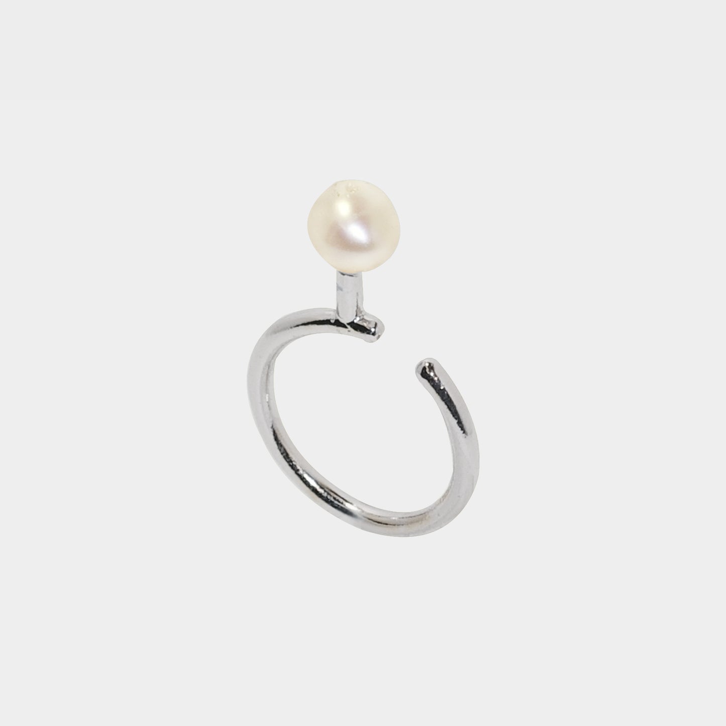 【經典珍珠】7mm大圓珍珠C環戒指/925純銀/黃銅鍍20K金|7mm Pearl Open Rings