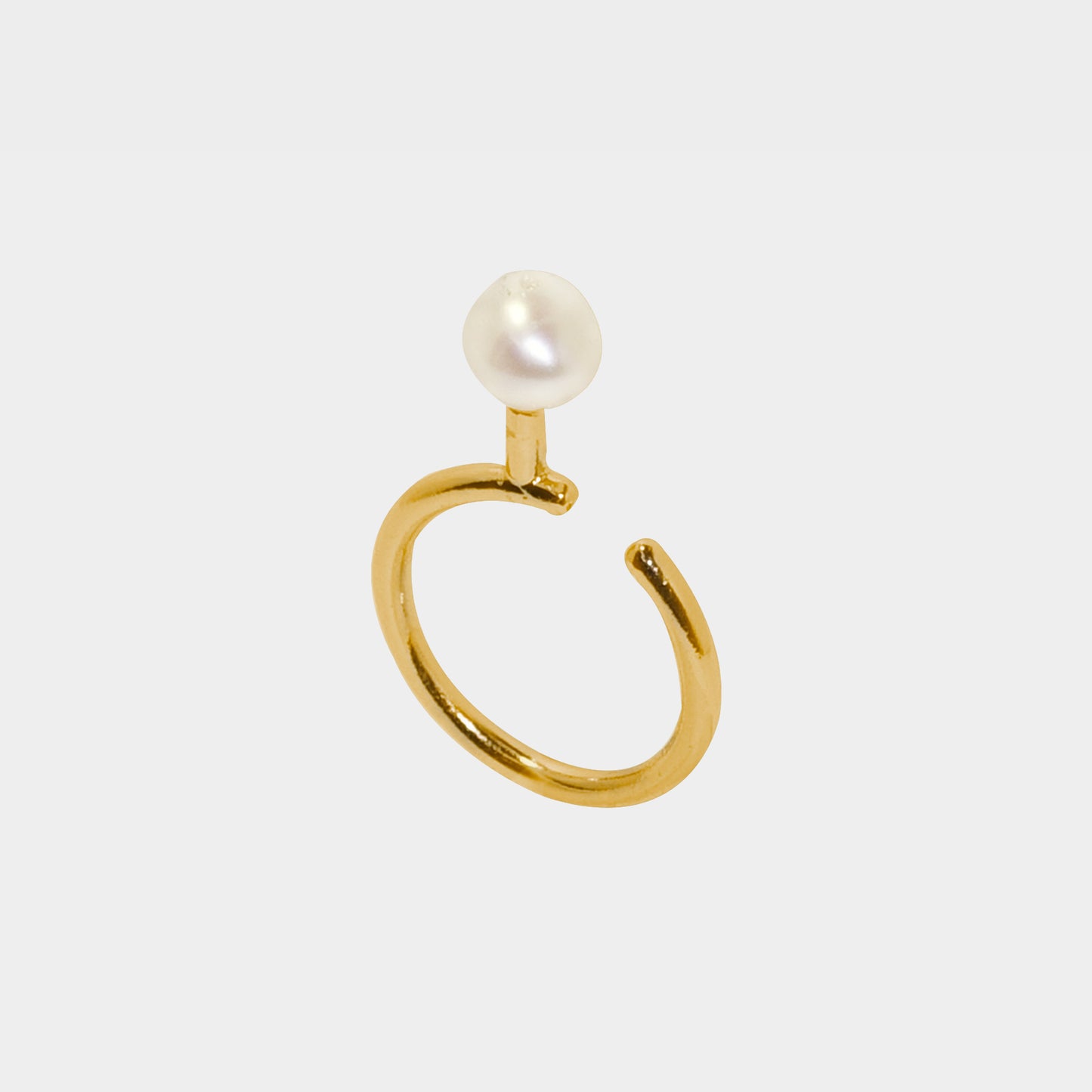 【經典珍珠】7mm大圓珍珠C環戒指/925純銀/黃銅鍍20K金|7mm Pearl Open Rings