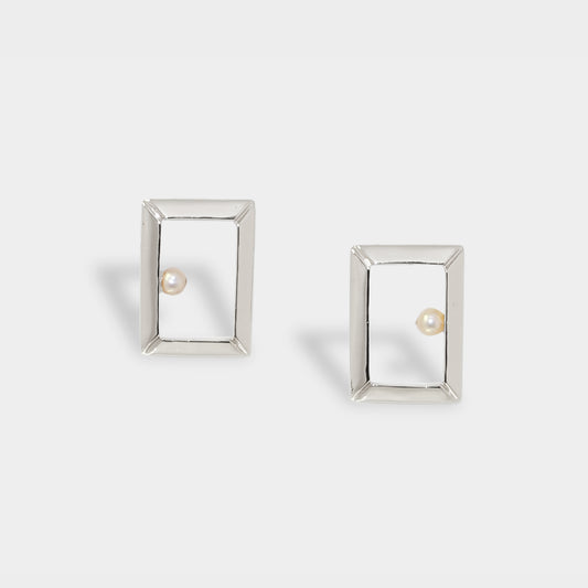 【綻放】長方形畫框耳環/925純銀/黃銅鍍20K金 Classic Oblong Frame Earrings