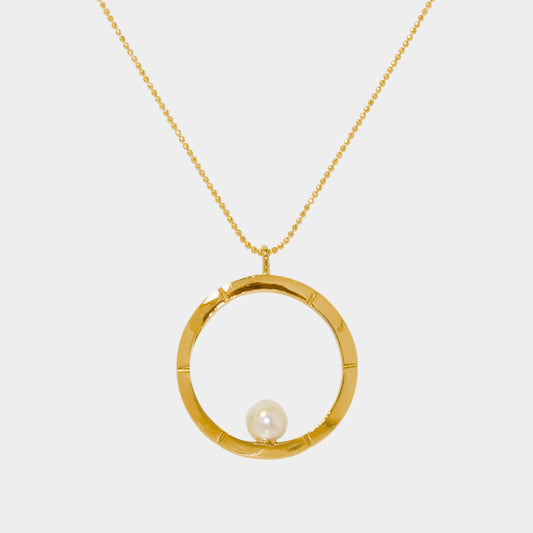 【綻放】24寸大圓形畫框項鍊/ 925純銀/黃銅鍍20K金Classic Aureole Frame Necklace