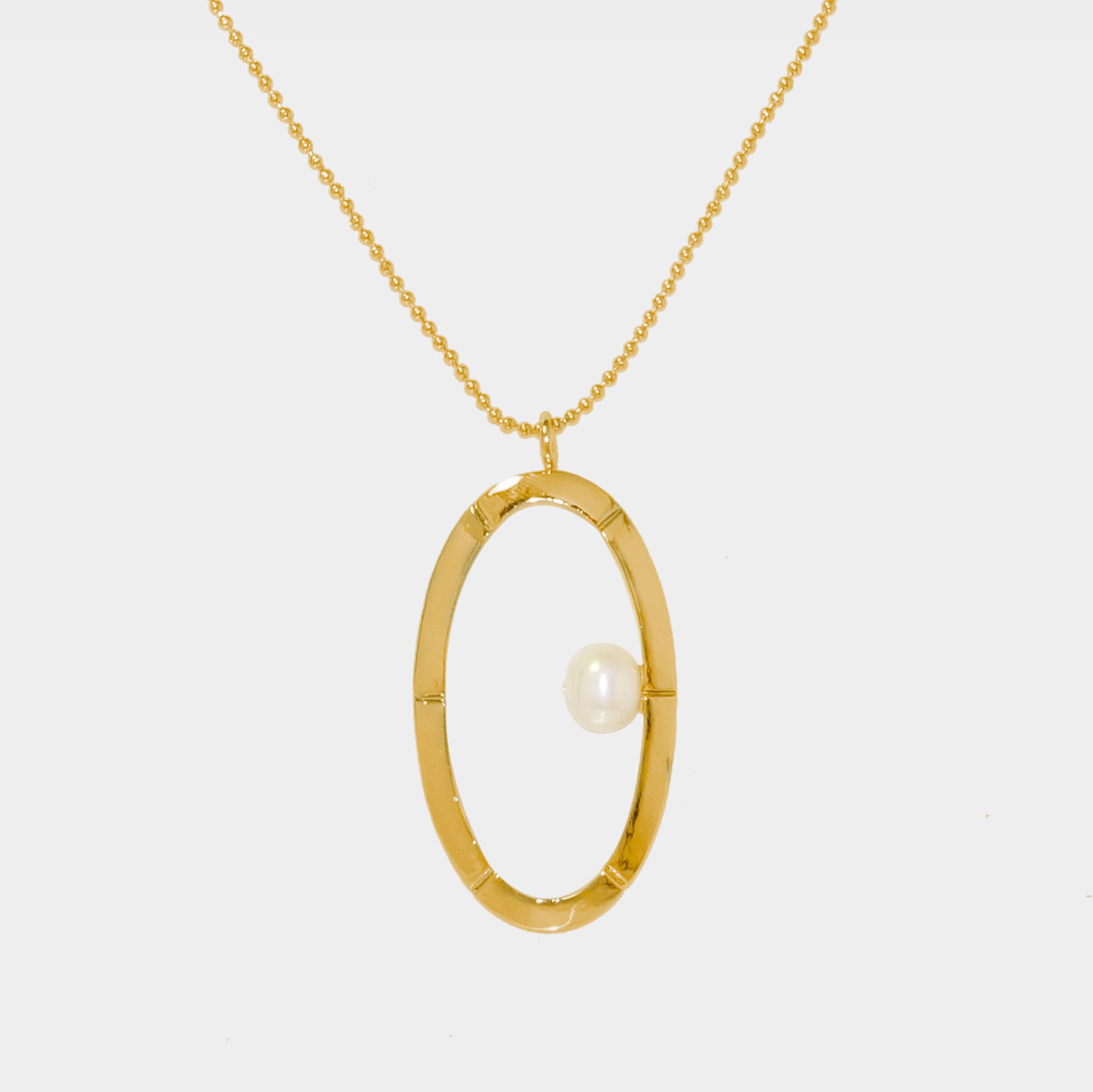 【綻放】橢圓形畫框耳環/925純銀/黃銅鍍20K金 Classic Ellipse Frame Necklace