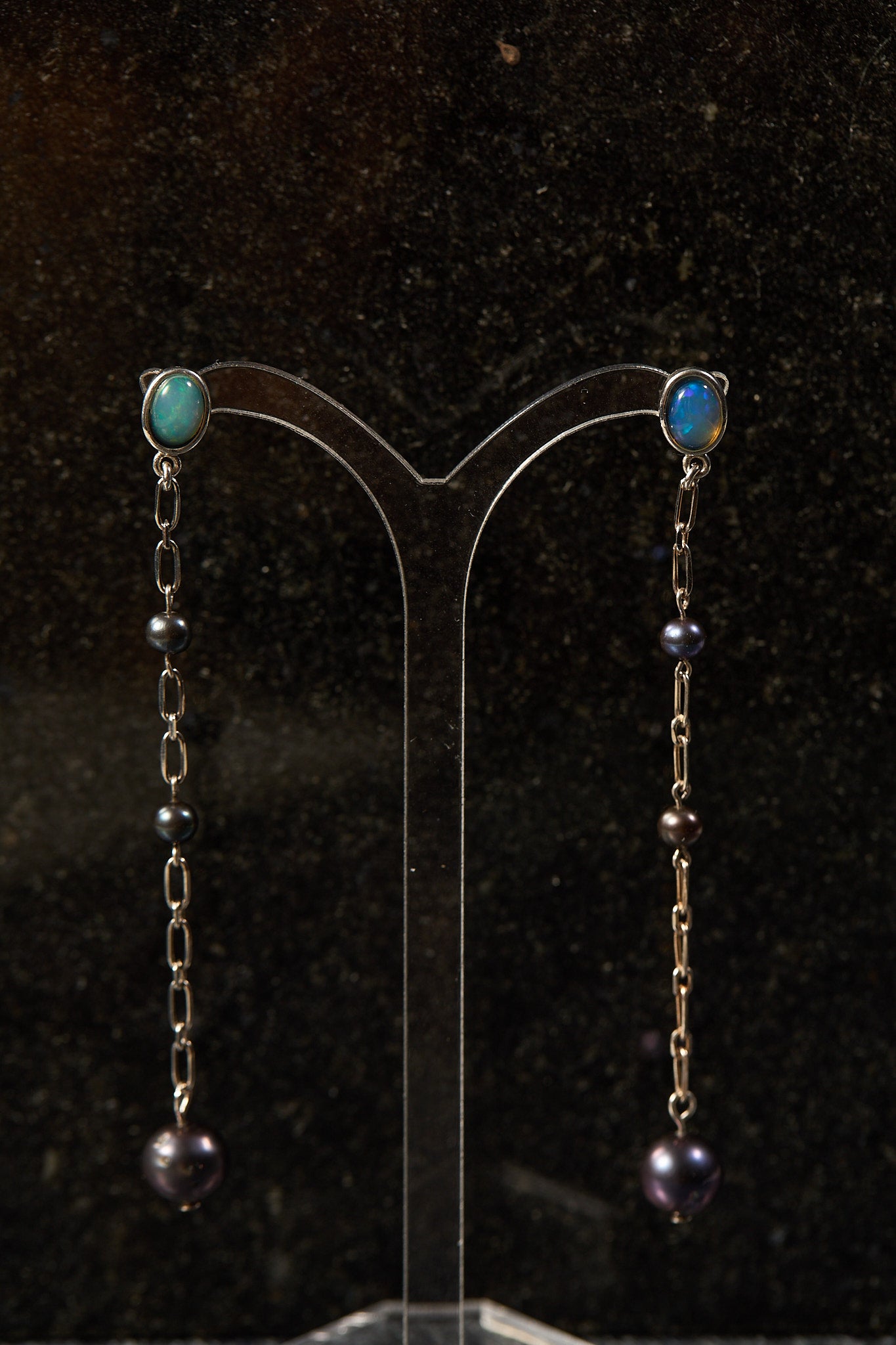 【痕生SCART】Balance Earrings 黑珍珠純銀長耳環