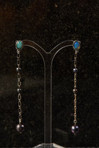 【SCART】Balance Earrings - Black Pearl Sterling Silver Long Earrings