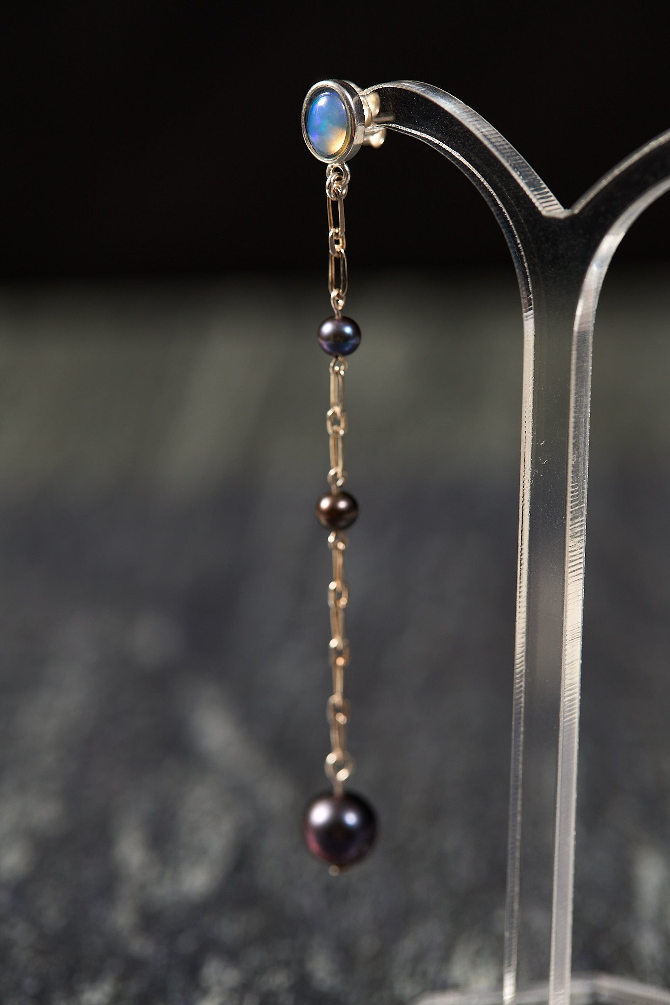 【痕生SCART】Balance Earrings 黑珍珠純銀長耳環