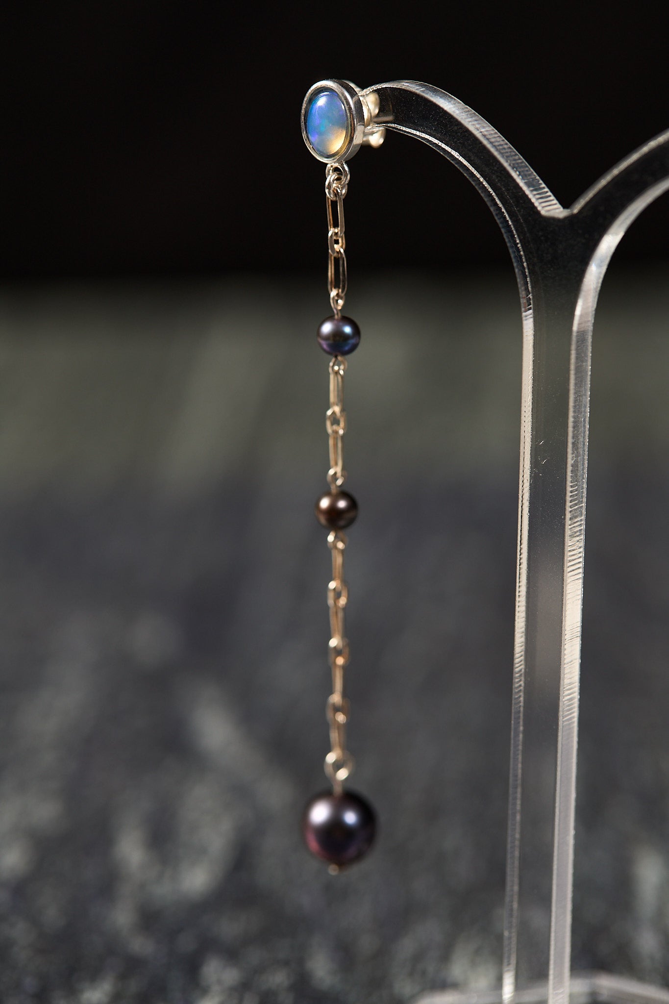 【SCART】Balance Earrings - Black Pearl Sterling Silver Long Earrings