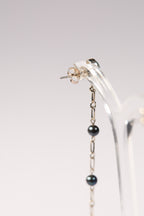 【SCART】Balance Earrings - Black Pearl Sterling Silver Long Earrings