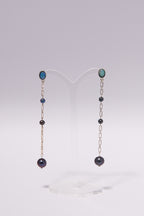 【SCART】Balance Earrings - Black Pearl Sterling Silver Long Earrings