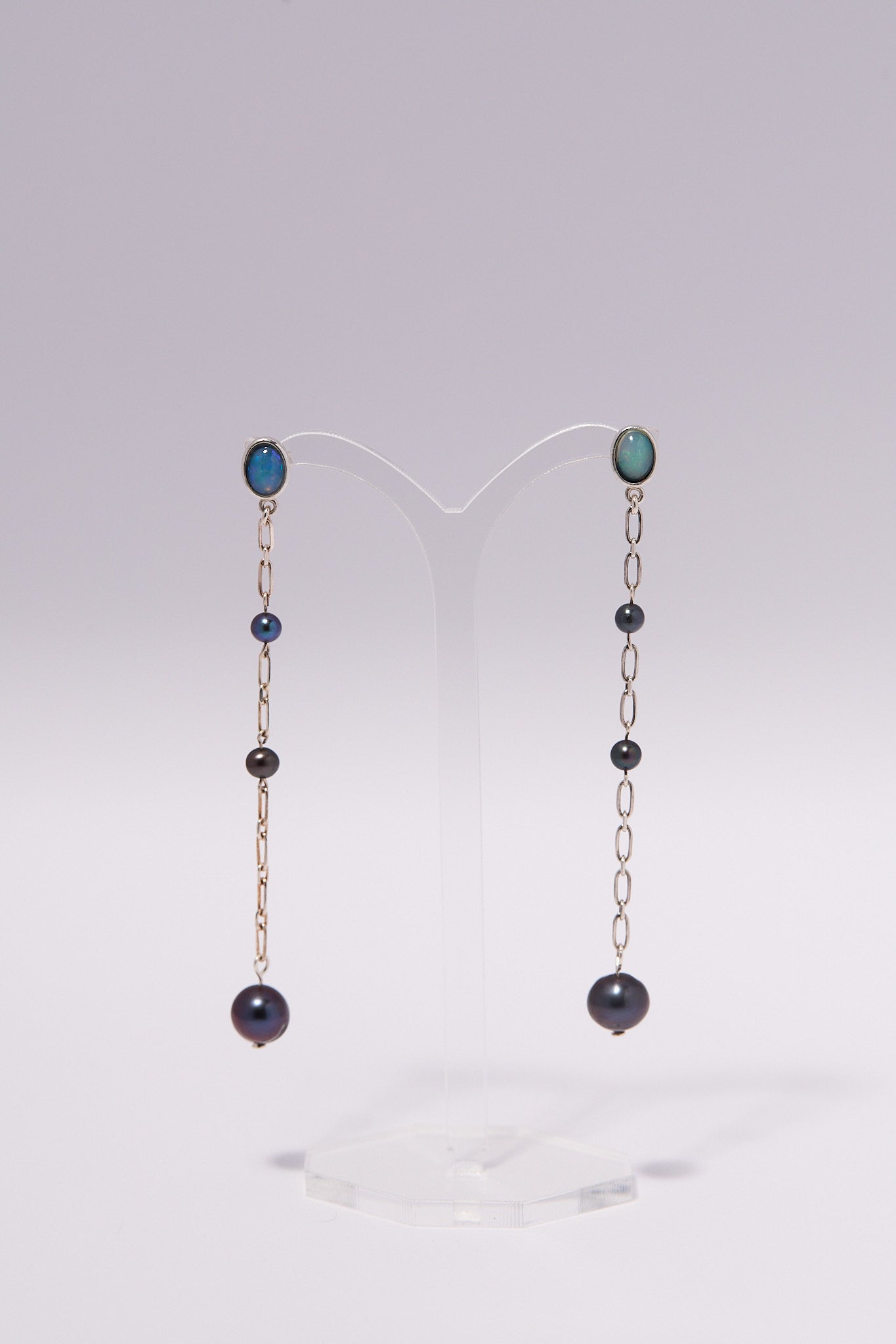 【SCART】Balance Earrings - Black Pearl Sterling Silver Long Earrings