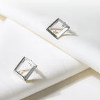 【Blooming】Classic Square Frame Earrings / 925 Sterling Silver / 20K Gold Plated Brass