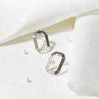 【Blooming】Emerald Frame Earrings / 925 Sterling Silver / 20K Gold Plated Brass 