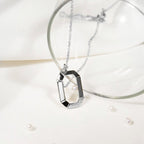 【綻放】18吋小祖母綠形畫框項鍊/ 925純銀 /黃銅鍍20K金 Petite Emerald Frame Necklace