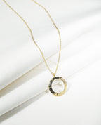 【Blooming】18-inch Petite Aureole Frame Necklace / 925 Sterling Silver / 20K Gold Plated Brass