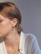 【Blooming】Round Picture Frame Earrings / 925 Sterling Silver / Brass Plated with 20K Gold Classic Aureole Frame Earrings