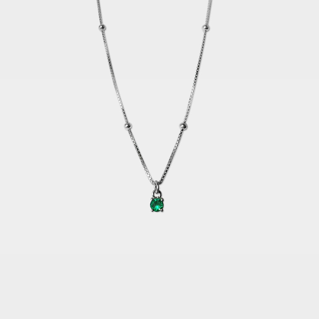 【Pastel】Sense of Ritual Necklace / 16-inch 3mm Round Zircon Necklace / Four Colors / Sterling Silver (Nickel-Free)