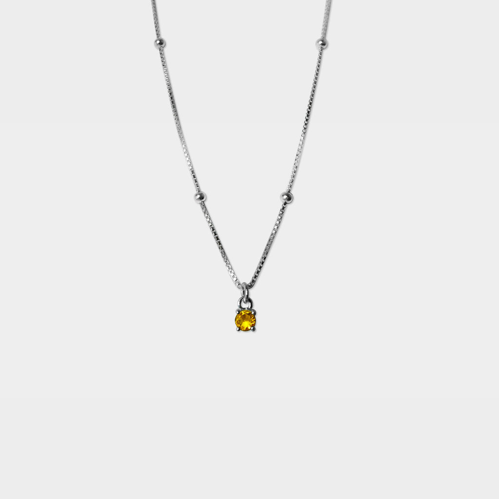 【Pastel】Sense of Ritual Necklace / 16-inch 3mm Round Zircon Necklace / Four Colors / Sterling Silver (Nickel-Free)