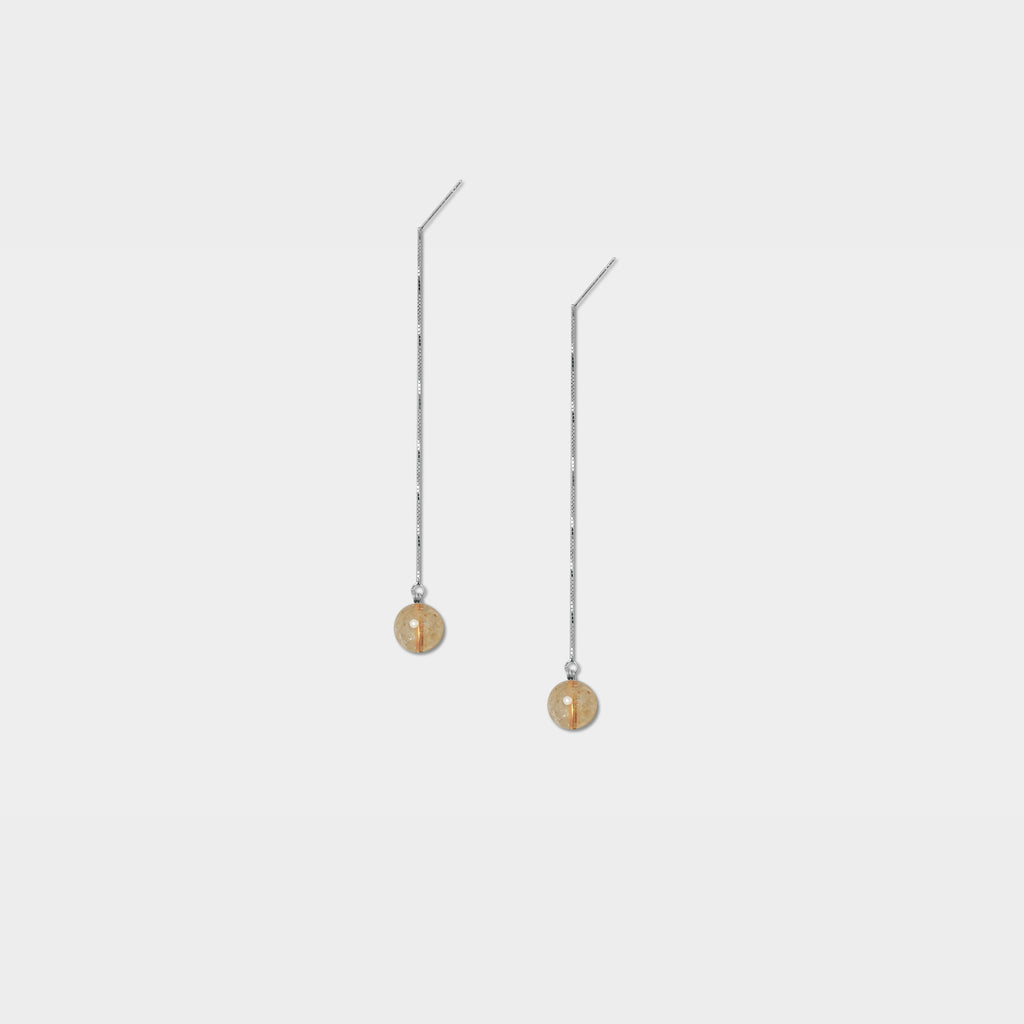 【Pastel】Memory Crystal Ball (Long) / Four Colors / Earring Style / Clip-on Adjustable (L)