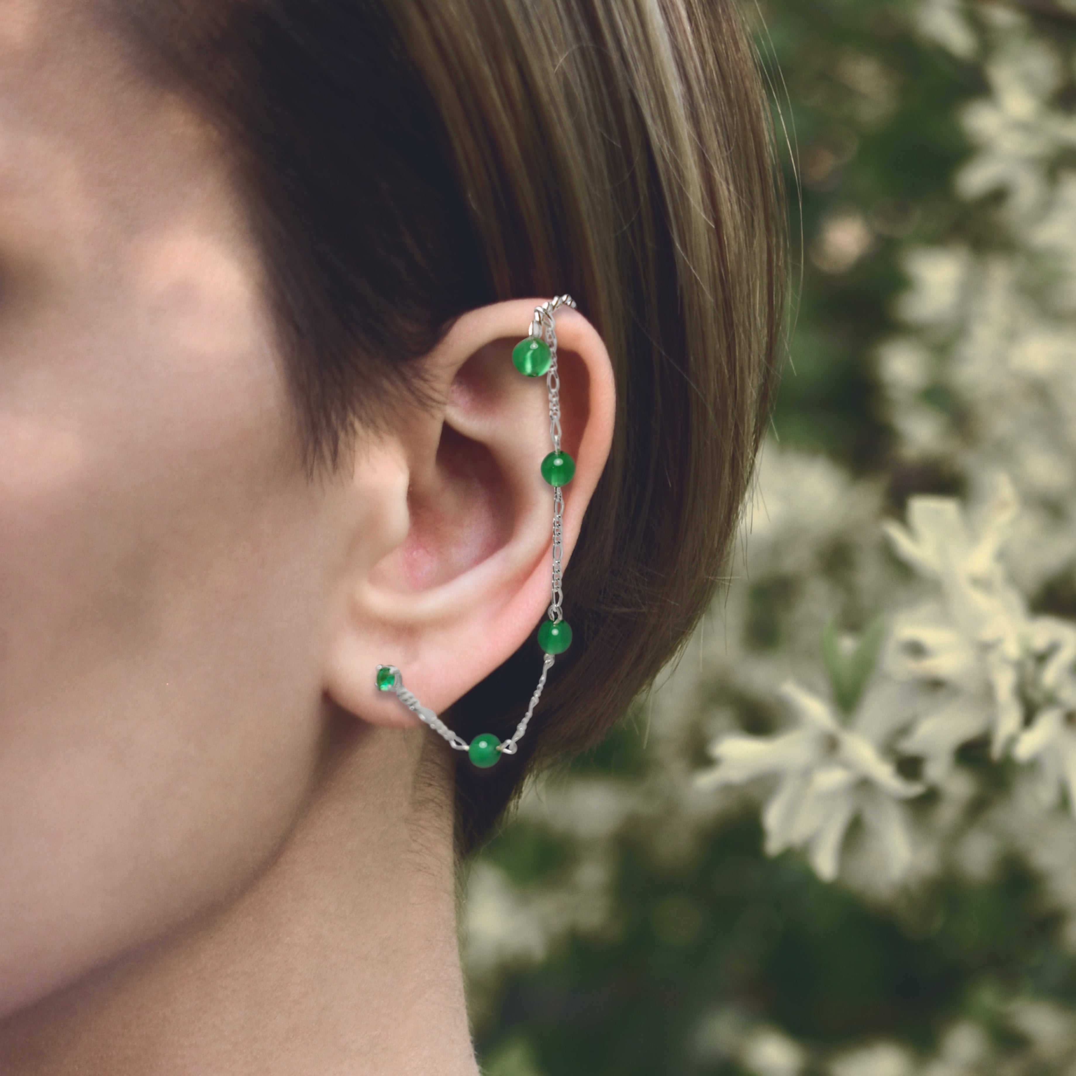 【粉彩】迷人的時刻- 圓管耳扣垂釣鍊耳環(單支)/四色/Charming Moments Tube Clip Earrings/ One Piece Unique Earring