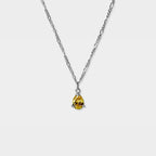 【Pastel】Tears of Courage Necklace / Four Colors / Sterling Silver (Nickel-Free) - 5*7mm Yellow Teardrop-Shaped Zircon 18-inch Necklace