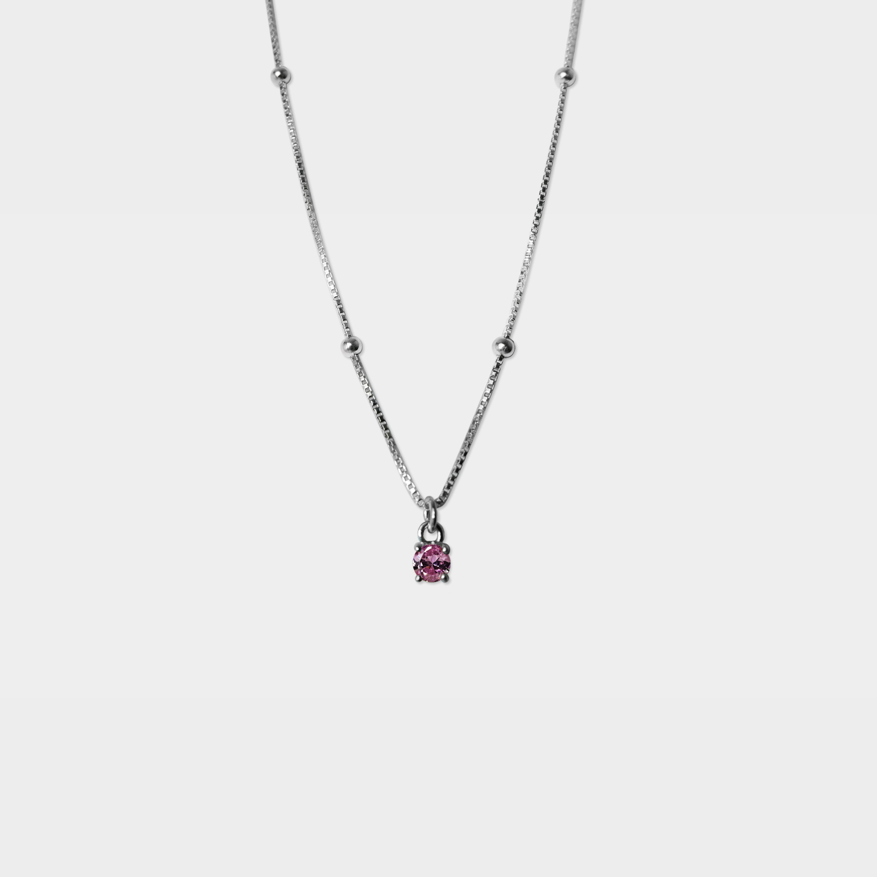 【粉彩】儀式感/ 16吋 3mm圓形鋯石項鍊/ 四色/ 純銀不含鎳 Sense of Ritual Necklace