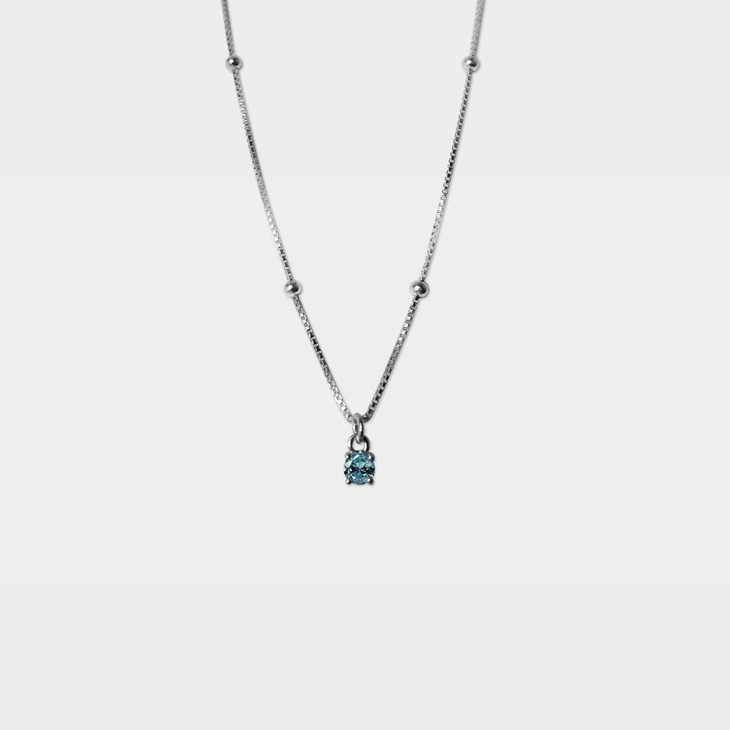 【Pastel】Sense of Ritual Necklace / 16-inch 3mm Round Zircon Necklace / Four Colors / Sterling Silver (Nickel-Free)