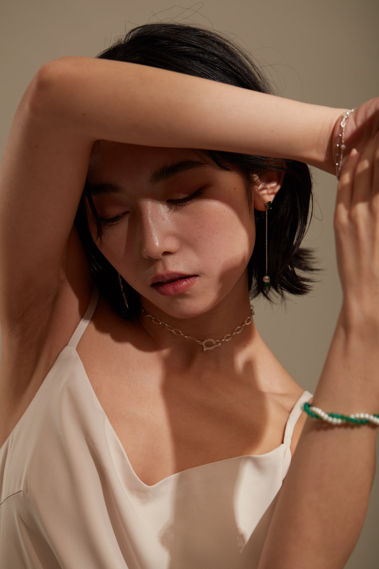 【心驛】海潮＿珍珠寶石鏈/24吋純銀長項鍊/手鍊兩用 _ Pearl Bracelet/Necklace