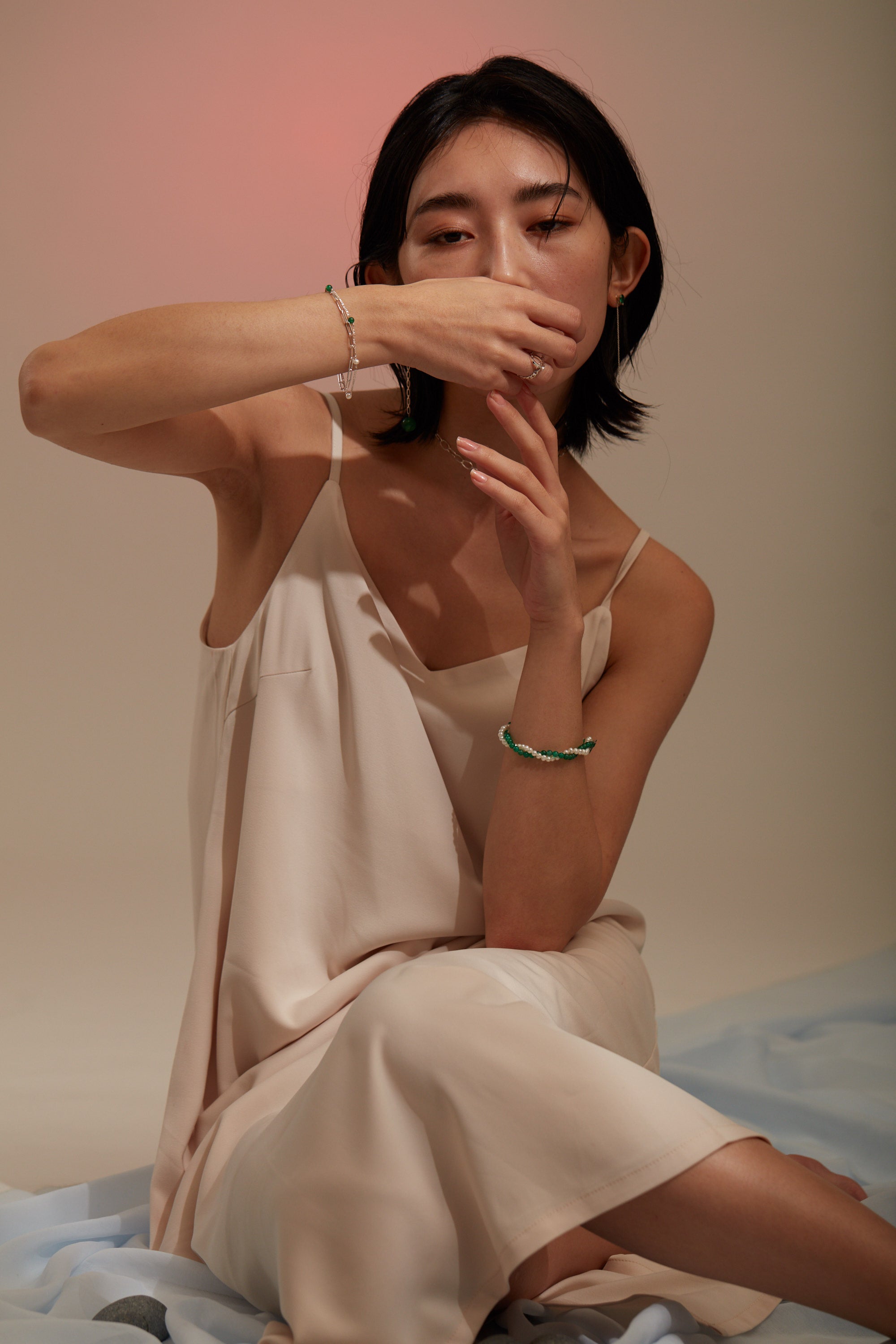 【Heart Station】Tide Pearl Gemstone Necklace/24-inch Sterling Silver Long Necklace/Bracelet (Dual-use)