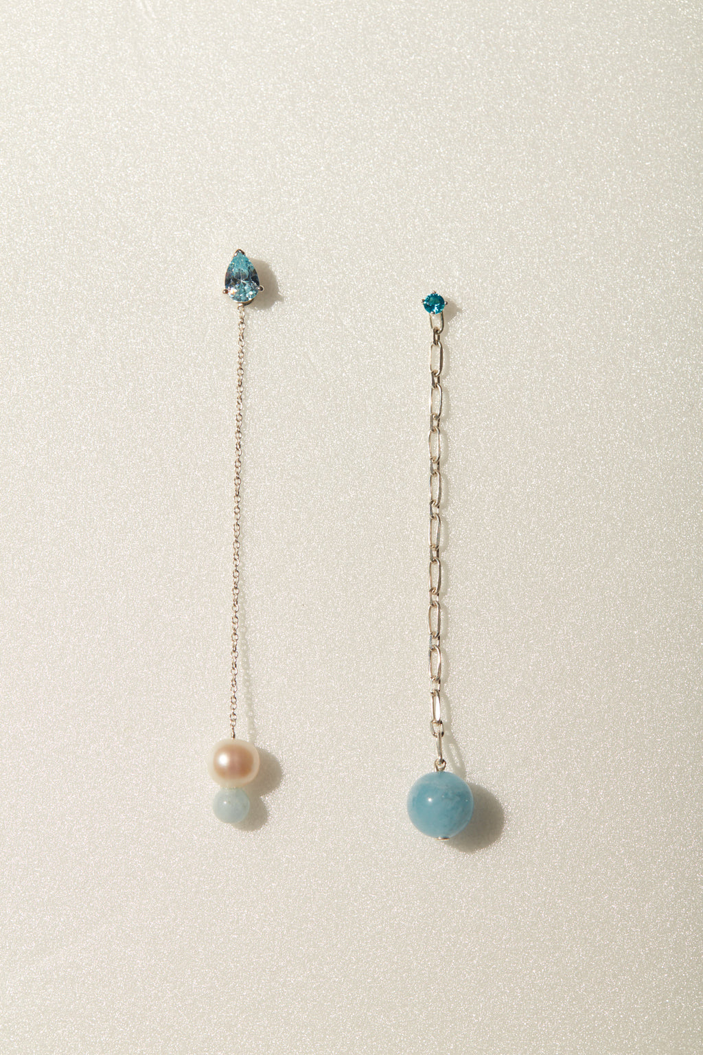 【Heart Station】Masquerade Masquerade - Asymmetrical Pearl and Gemstone Sterling Silver Earrings_Masquerade Earring_925 Silver