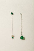 【Heart Station】Masquerade Masquerade - Asymmetrical Pearl and Gemstone Sterling Silver Earrings_Masquerade Earring_925 Silver