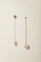 【Heart Station】Masquerade Masquerade - Asymmetrical Pearl and Gemstone Sterling Silver Earrings_Masquerade Earring_925 Silver