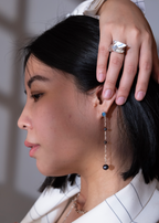 【SCART】Balance Earrings - Black Pearl Sterling Silver Long Earrings
