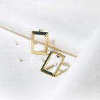 【Blooming】Classic Oblong Frame Earrings / 925 Sterling Silver / 20K Gold Plated Brass 