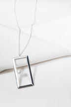 【Blooming】24-inch Large Rectangular Picture Frame Necklace / 925 Sterling Silver / 20K Gold Plated Brass Classic Oblong Frame Necklace 