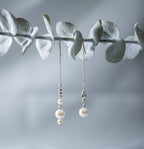 【Mermaid Tears】Mermaid Tears Earrings / 3-4mm Pearl / Clip-on Adjustable / 925 Sterling Silver Skin-Friendly Teardrop Threader Earrings