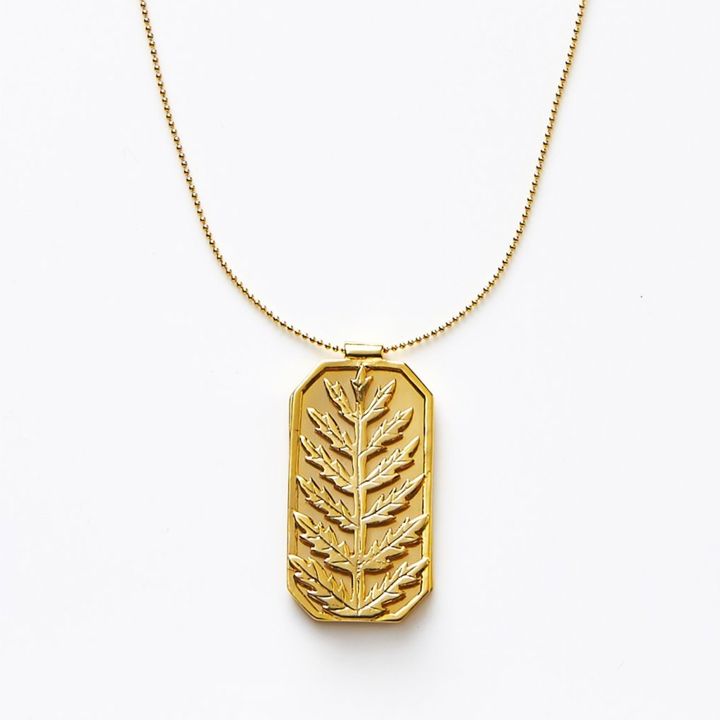 【Blooming】Framed Landscape - Humata Repens Necklace / Pre-order/925 Sterling Silver / 20K Gold Plated Brass