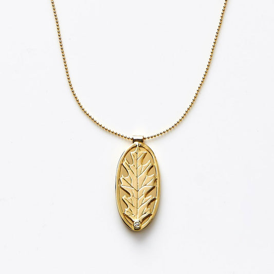 【綻放】框中風景-橡樹葉項鍊 /預購訂製款/925純銀/黃銅鍍20K金Oak Leaf Necklace
