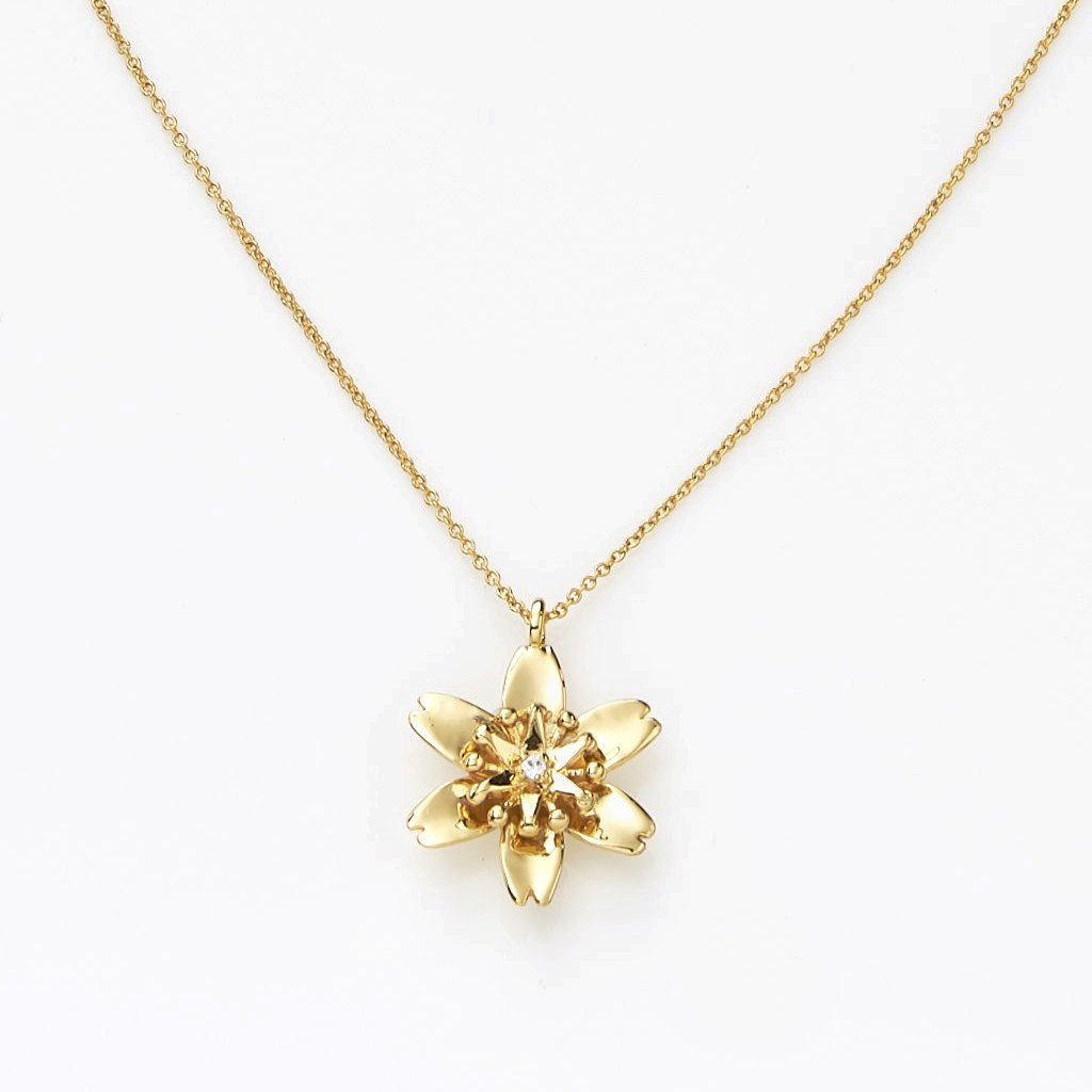 【綻放】一支獨秀-櫻花項鍊 /925純銀/ 黃銅鍍20k金 Sakura Pendant Necklace