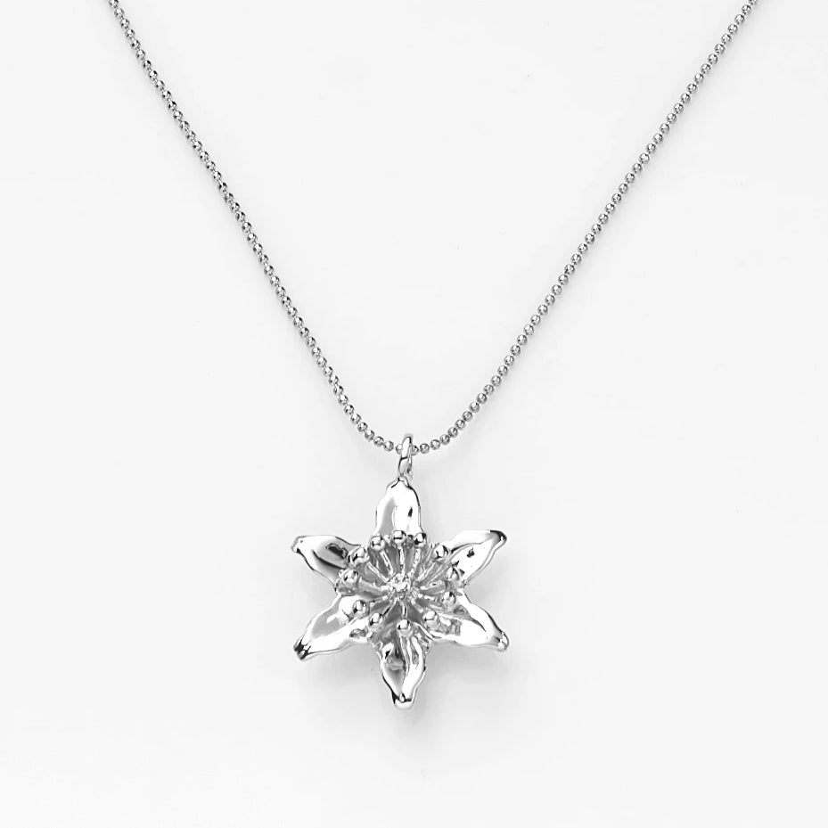 【綻放】 一支獨秀-百合花項鍊/925純銀/黃銅鍍20K金 Lily Pendant Necklace