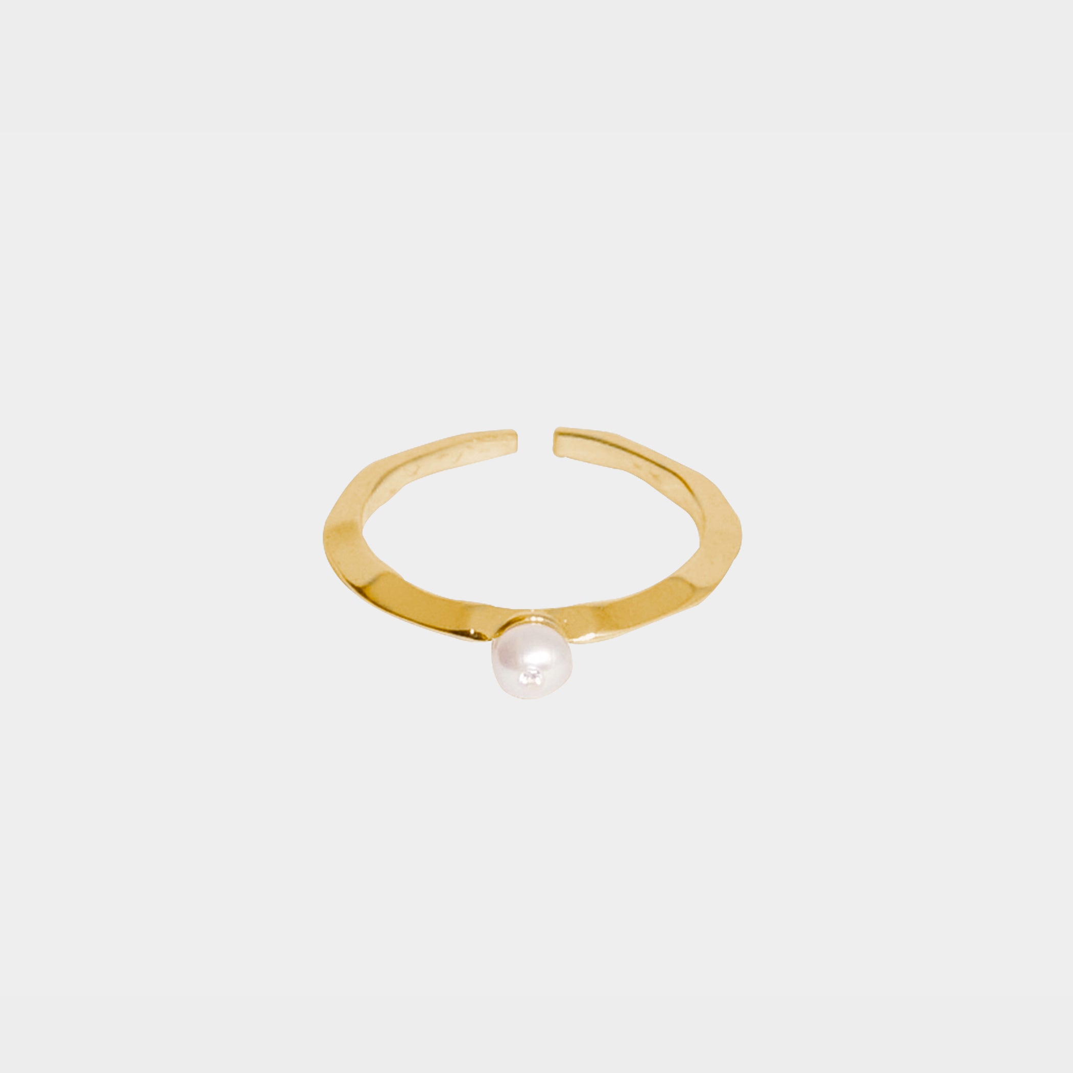 Pearl on Frame Ring / Brass plated with 20% gold / Custom ring size available upon request
