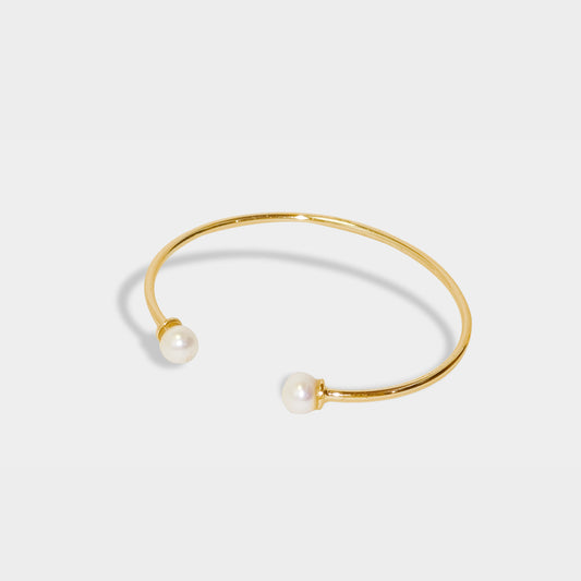 【經典珍珠】雙珍珠手環/ 內含7mm珍珠/ 黃銅鍍20 k金/可客製手圍 Twins Pearl Bracelet
