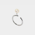 [Classic Pearl] 7mm Large Round Pearl C-Ring Ring / 925 Sterling Silver / Brass Plated with 20K Gold | 7mm Pearl Open Rings